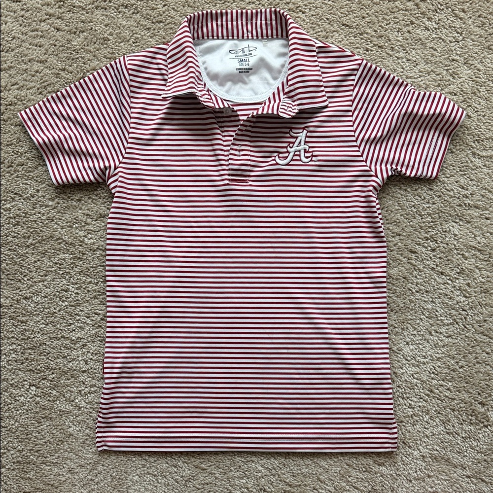 Alabama Crimson Tide Red & White Striped Polo - Kids